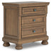 Ashley Furniture Feddinger bedroom set with a modern bed frame and matching nightstands, shown from an angled view.
