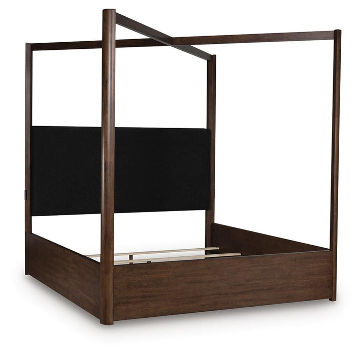 Ashley Furniture Dilenno Bedroom Set with a modern bed frame, nightstands, and matching dresser in a stylish bedroom arrangement.