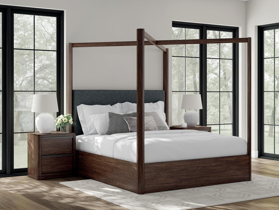 Ashley Furniture Dilenno bedroom set featuring a bed, dresser, and nightstands in a modern, stylish bedroom decor.