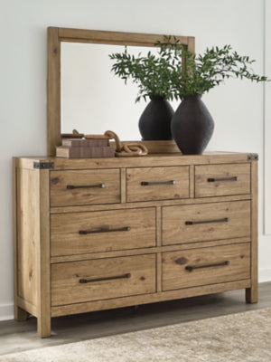 Ashley Furniture Ridgester dresser and mirror set, wooden bedroom furniture with a matching mirror in a modern design.