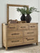 Ashley Furniture Ridgester dresser and mirror set, wooden bedroom furniture with a matching mirror in a modern design.