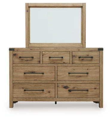 Ashley Furniture Ridgester dresser and mirror set, featuring a wooden dresser with mirror, showcasing a modern bedroom furniture design.