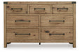 Ashley Furniture Ridgester dresser and mirror set featuring a sleek wooden dresser with an attached matching mirror.