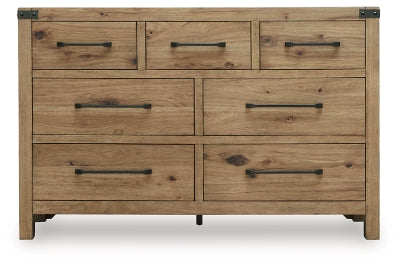 Ashley Furniture Ridgester dresser and mirror set featuring a sleek wooden dresser with an attached matching mirror.