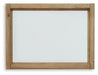 Ashley Furniture Ridgester dresser and mirror set with a sleek wood finish, featuring multiple drawers and a matching mirror.