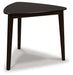 Ashley Furniture Mallenette dining room set with a rectangular table and six matching chairs, shown from an angled side view.