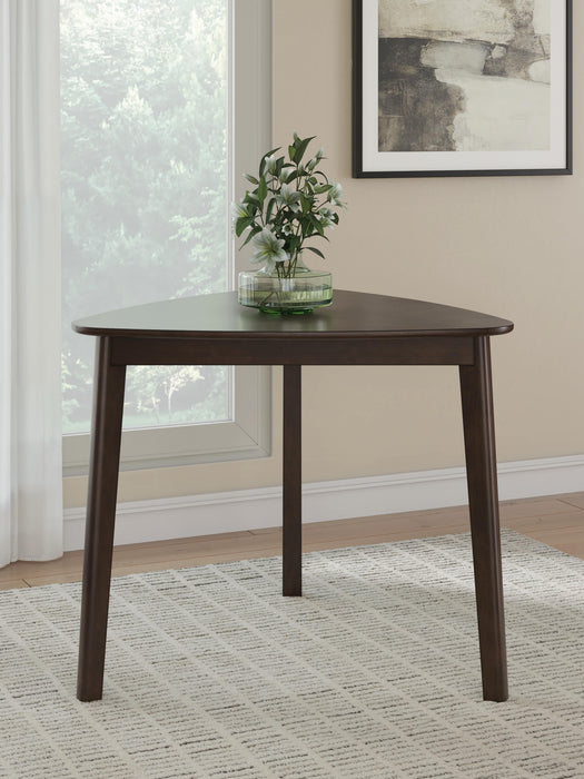 Ashley Furniture Mallenette dining room set with a wooden table and upholstered chairs, ideal for modern dining spaces.