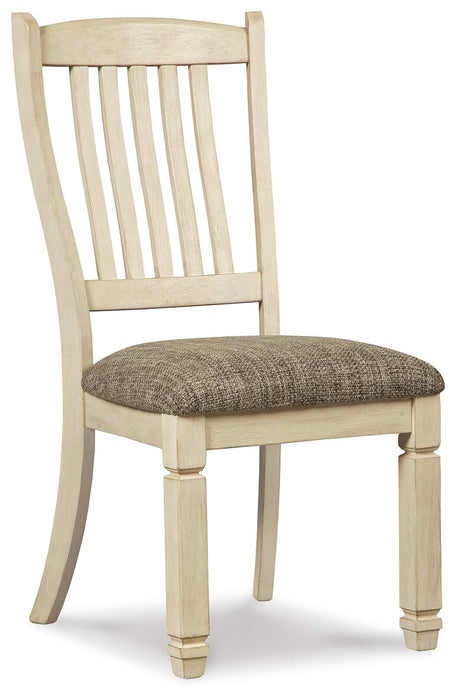 Ashley Furniture Bolanburg dining room set with a rectangular table and six matching chairs in a modern wood finish.
