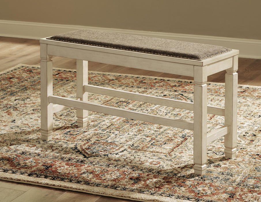 Ashley Furniture Bolanburg dining room set with a wooden table and matching chairs, ideal for a modern dining space.