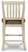 Ashley Furniture Bolanburg dining room set with a wooden table and six matching chairs, shown from the back view.