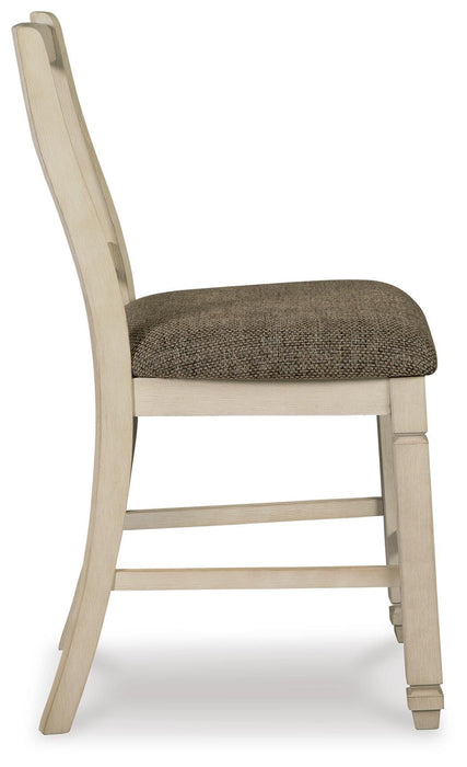 Ashley Furniture Bolanburg dining room set with a table and chairs, shown in a warm wood finish with a modern design.