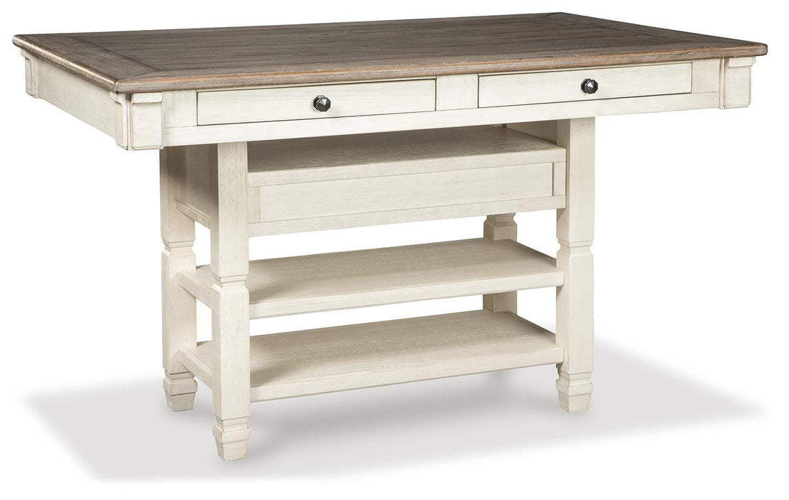 Ashley Furniture Bolanburg dining room set featuring a wooden table and matching chairs in a modern design.