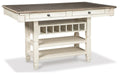 Ashley Furniture Bolanburg dining room set with a wooden table and six matching chairs, shown from the front.