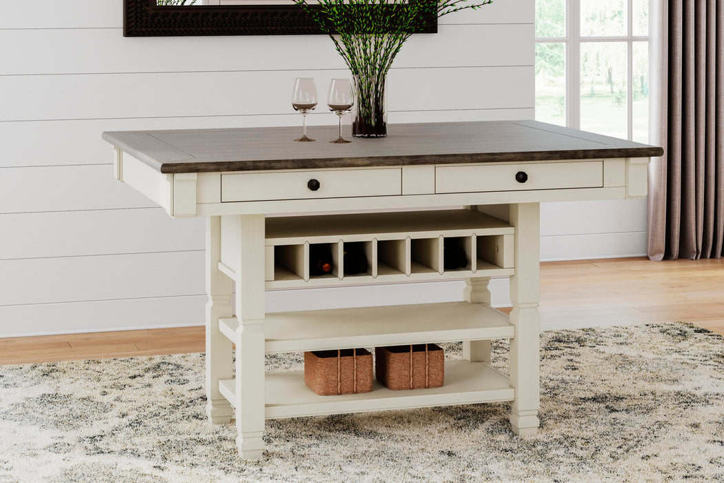 Ashley Furniture Bolanburg dining room set with a wooden table and matching chairs, showcasing a modern design.