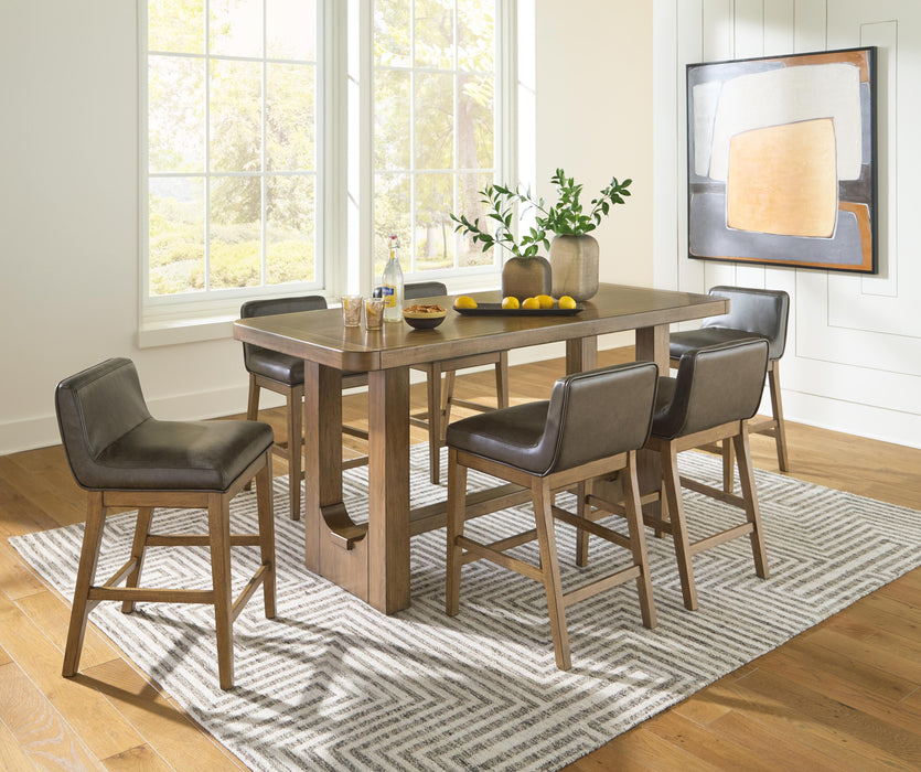 Ashley Furniture Cabalynn dining room set with a table and matching chairs, crafted in wood with a warm finish.
