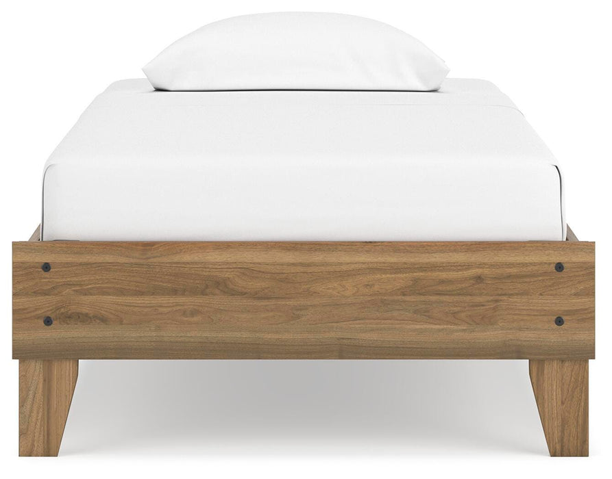 Ashley Furniture Deanlow Bed featuring a stylish headboard with a sleek design in a modern bedroom setting.