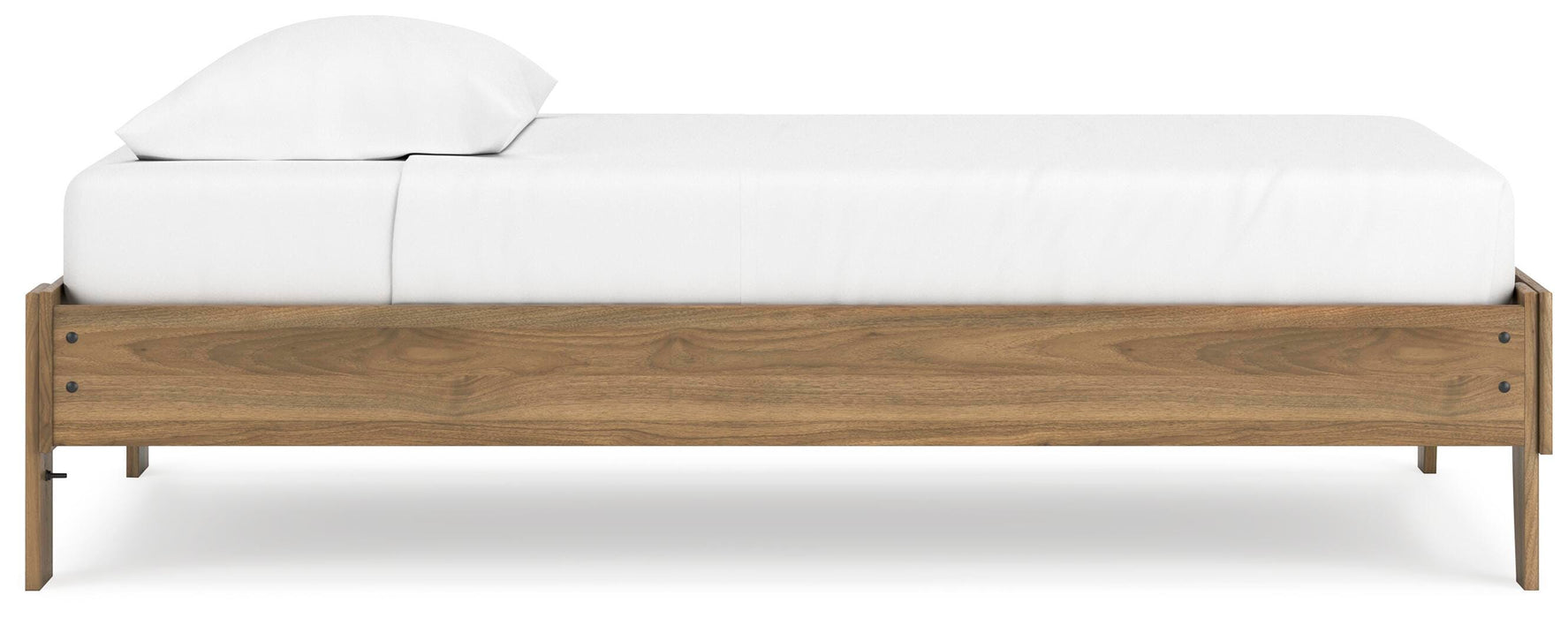 Ashley Furniture Deanlow Bed in dark wood finish, showcasing the sleek frame and modern design for a cozy bedroom setting.