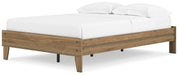 Ashley Furniture Deanlow Bed with sleek wood frame and modern design, shown from an angled view.