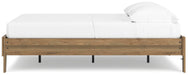 Ashley Furniture Deanlow Bed with a sleek wood frame and modern design, shown from the side view in a stylish bedroom setting.