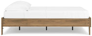 Ashley Furniture Deanlow Bed with a sleek wooden design, shown from the side view highlighting its modern frame and finish.