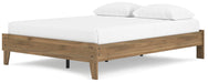 Ashley Furniture Deanlow Bed in dark wood finish with a modern design, shown from an angled view highlighting its sleek frame.