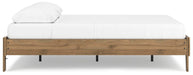 Ashley Furniture Deanlow Bed with a sleek wood frame and modern design, shown from a side angle.