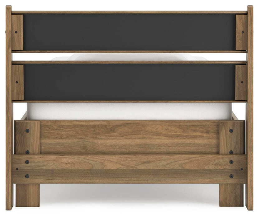 Ashley Furniture Deanlow Bed with dark wood finish, showcasing a sturdy frame and stylish headboard design.