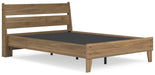 Ashley Furniture Deanlow Bed in a stylish bedroom setting, showcasing the bed's modern design and wooden finish.