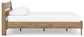 Ashley Furniture Deanlow Bed with a sleek wooden frame and side view, showcasing its modern design and craftsmanship.