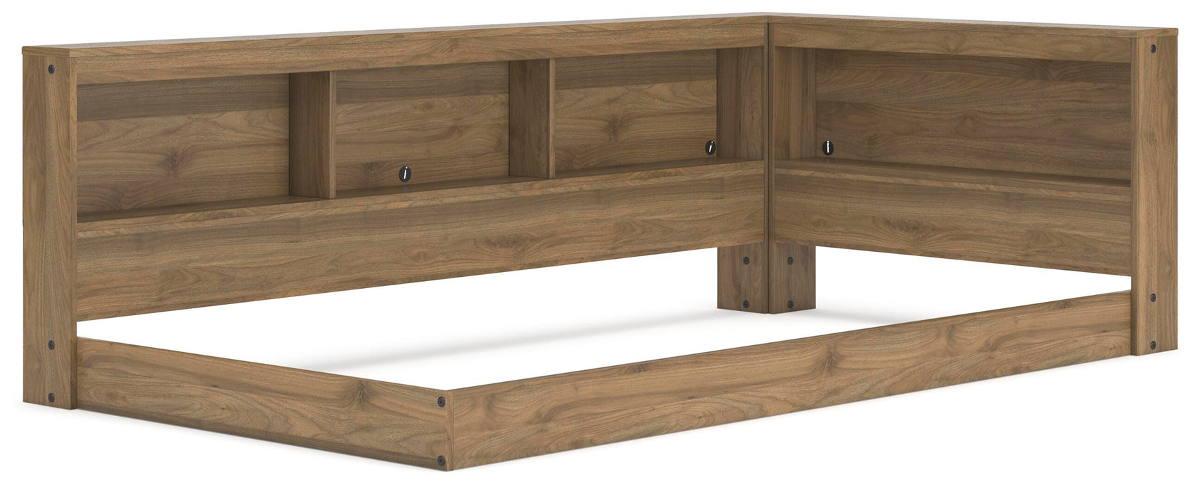 Ashley Furniture Deanlow Bed with a modern wooden frame and clean design, shown from an angled perspective.