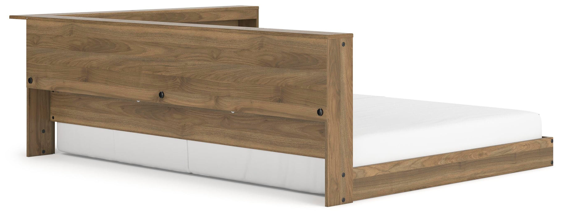 Ashley Furniture Deanlow Bed in a stylish wooden frame, shown from an angled view highlighting its modern design.