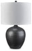 Ashley Furniture Ladstow table lamp set with two stylish lamps featuring neutral shades and modern bases.