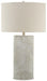 Ashley Furniture Bradard Lamp Set featuring two stylish table lamps with beige shades and wooden bases.