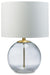 Ashley Furniture Samder table lamp set featuring two stylish lamps with fabric shades and modern bases.
