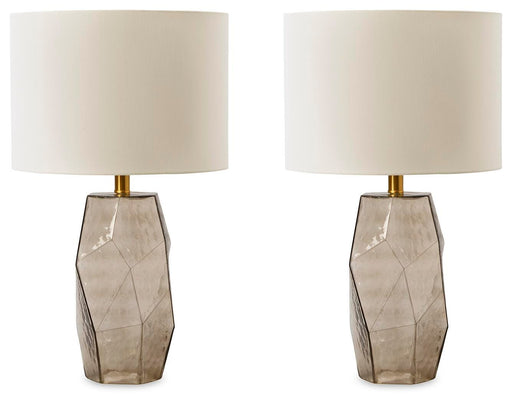 Ashley Furniture Taylor Lamp Set featuring two stylish table lamps with neutral fabric shades and modern bases.
