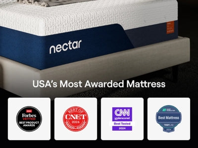 Nectar Ultra Memory Foam 5.1 Mattress showing a close-up of the plush, quilted surface and foam layers for comfortable sleeping support.