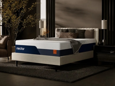 Nectar Ultra Memory Foam Mattress with plush top and supportive layers, shown in a bedroom setting.