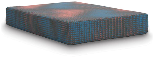 13-inch hybrid mattress by Ashley Furniture with plush fabric cover and layered comfort zones, shown from an angle.