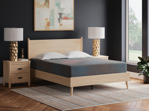 Ashley Furniture 13-inch hybrid hot buy mattress with memory foam and innerspring layers, shown on a bed frame.
