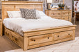 Ashley Furniture Makidern Bed in a modern design with a wooden frame and neutral finish, shown in a bedroom setting.
