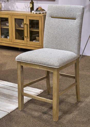 Ashley Furniture Lasinger counter height barstool with a modern design, featuring a cushioned seat and sleek wooden legs.