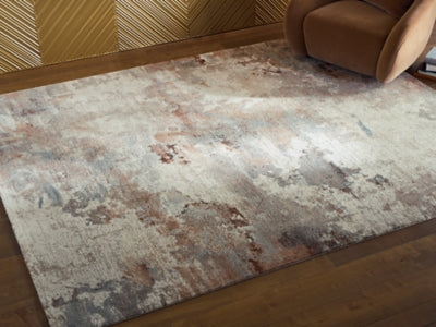 Ashley Furniture Jadenburg Rug in neutral tones, rectangular design with intricate patterns, perfect for living room decor.