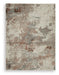 Ashley Furniture Jadenburg rug with intricate pattern in neutral tones, showcasing soft woven fabric and textured surface.
