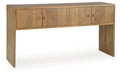 Ashley Furniture Ella Grove Console sofa table with a sleek wooden design, shown from an angled view.