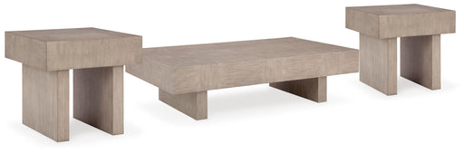 Ashley Furniture Jorlaina Occasional Table Set featuring two wooden tables with modern design and warm finish.