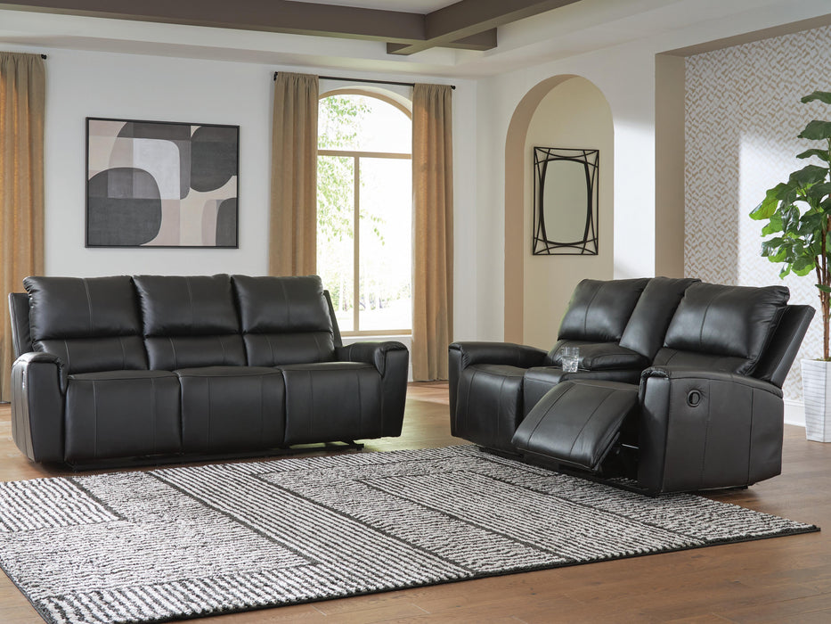 Ashley Furniture Glossmore reclining living room set with plush upholstered sofas and chairs in a modern design.