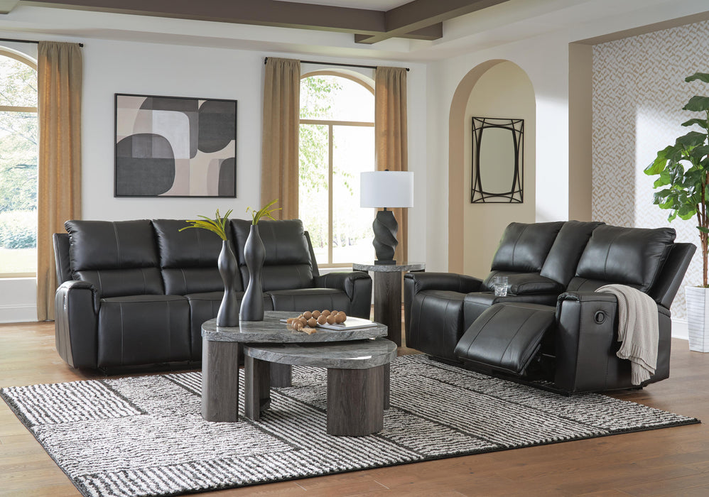 Ashley Furniture Glossmore reclining living room set with plush cushions and reclining chairs in a modern design.