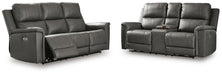 Ashley Furniture Bleckley reclining living room set with sofa and loveseat in dark upholstery, stylish and comfortable for modern spaces.