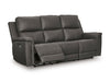 Ashley Furniture Bleckley reclining living room set with a sofa and loveseat, shown in an open reclining position from an angled view.