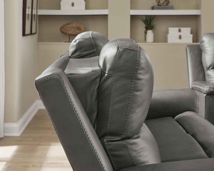 Ashley Furniture Bleckley reclining living room set with plush cushions and matching sofa and loveseat in a modern design.